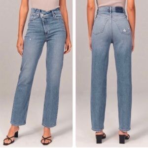 Abercrombie, The '90s Straight Ultra High Rise Curve Love Cross Waist Jeans, 30